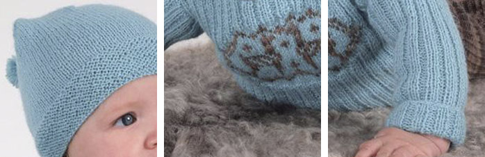 Alpakkadans sweater bukser baby opskrift tynn fin alpakka thumb