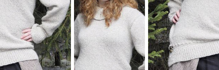 Sweater med fletmønster ved kanterne